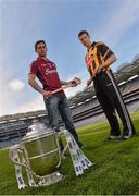 14 May 2013; Galway hurler Fergal Moore, left, and Kilkenny hurler Michael Rice, in attendance at the launch of the 2013 Leinster GAA Senior Championships. Croke Park, Dublin. Picture credit: Brian Lawless / SPORTSFILE