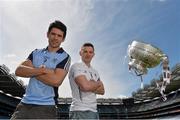 14 May 2013; Dublin footballer Cian O'Sullivan, left, and Kildare footballer Eamonn Callaghan, in attendance at the launch of the 2013 Leinster GAA Senior Championships. Croke Park, Dublin. Picture credit: Brian Lawless / SPORTSFILE