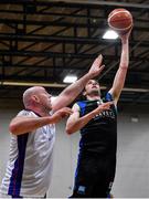 30 October 2017; Eoin Quigley of Garvey's Tralee Warriors in action against Conor Gallagher of Eanna during the Basketball Ireland Men's Superleague match between Garveys Tralee Warriors and Eanna BC at Tralee Sports Complex in Tralee, Kerry. Photo by Brendan Moran/Sportsfile