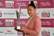 14 May 2013; Rianna Jarrett, Wexford Youths, with her Young Player of the Year award during the Bus Éireann Women’s National League Awards. Aviva Stadium, Lansdowne Road, Dublin. Picture credit: Barry Cregg / SPORTSFILE
