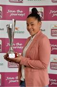 14 May 2013; Rianna Jarrett, Wexford Youths, with her Young Player of the Year award during the Bus Éireann Women’s National League Awards. Aviva Stadium, Lansdowne Road, Dublin. Picture credit: Barry Cregg / SPORTSFILE