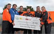 14 May 2013; At the presentation of the Aviva Club of the Month Award to Bearna na Forbacha Aontaithe FC for February 2013 are, from left to right, Gerry Cox, Child Welfare Officer, Mark Russell from Aviva, Niall O'Rooney, PRO, Noel O'Toole, Director of Football, Sean Walsh, U16 manager, and Paddy Medley, Chairman. The prestigious award, which is the benchmark for how well Irish football clubs are performing on and off the pitch, is run from October through to May with a different club selected every month as the Aviva Club of the Month. Each of the monthly winners then go forward as finalsits to the Club of the Year which is chosen at the FAI Festival of Football and AGM. Bearna na Forbacha Aontaithe, Co. Galway. Picture credit: Diarmuid Greene / SPORTSFILE