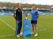 16 May 2013; Leinster captain Jamie Heaslip and Stade Francais captain Sergio Parisse during a photocall ahead of their Amlin Challenge Cup final on Friday. Amlin Challenge Cup Final Captain's Photocall, RDS, Ballsbridge, Dublin. Picture credit: Matt Browne / SPORTSFILE