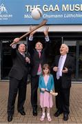 17 May 2013; An Taoiseach Enda Kenny, T.D., with Uachtarán Chumann Lúthchleas Gael Liam Ó Néill, left, and former Tipperary hurler and Hall of Fame member Tony Reddin and his great grand-daughter Caoilfhinn Deering, age 7, at the official unveiling of the newly-refurbished GAA Museum at Croke Park. The final phase of renovation now includes the official GAA Hall of Fame, a modern-day heroes and legends gallery, eight exciting interactive skill zones and dedicated sound booths showcasing clips from the association’s oral history archive. The museum boasts a vast collection of objects that illustrate the development of Gaelic games from ancient times to the present day.  Admission to the GAA Museum and Stadium Tour is priced at €12.00 for an adult, €8.00 for a child under 12, €32.00 for a family, 2 adults & 2 children, and €9.00 for students and senior citizens. For further information visit www.crokepark.ie/gaa-museum or www.facebook.com/CrokePark. GAA Museum, Croke Park, Dublin. Picture credit: Ray McManus / SPORTSFILE