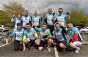 17 May 2013; Cyclists from Limerick, top row, from left to right, Aoife Connole, Kieran Martin, Sean Ferris, Brendan Ryan, Sean O'Connor, front row, left to right, Siobhan Corcoran, Jim White, Willie Ryan, Joe Kelly and Tom Keane after they crossed the finish line during the National Make-A-Wish Bank of Ireland cycle. National Make-A-Wish Bank of Ireland Cycle, Hodson Bay Hotel, Athlone, Co. Westmeath. Picture credit: Diarmuid Greene / SPORTSFILE