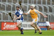 18 May 2013; James Walsh, Laois, in action against Neil McManus, Antrim. Leinster GAA Hurling Senior Championship, First Round, Laois v Antrim, O'Moore Park, Portlaoise, Co. Laois. Picture credit: Diarmuid Greene / SPORTSFILE