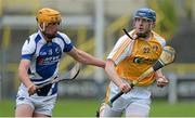 18 May 2013; KB McShane, Antrim, in action against Brian Dunne, Laois. Leinster GAA Hurling Senior Championship, First Round, Laois v Antrim, O'Moore Park, Portlaoise, Co. Laois. Picture credit: Diarmuid Greene / SPORTSFILE