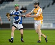 18 May 2013; Odhran McFadden, Antrim, in action against Tommy Fitzgerald, Laois. Leinster GAA Hurling Senior Championship, First Round, Laois v Antrim, O'Moore Park, Portlaoise, Co. Laois. Picture credit: Diarmuid Greene / SPORTSFILE