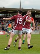 19 May 2013; Kieran Martin, Westmeath, is congratulated by Dessie Dolan, 15, after he scored his second goal against Carlow. Leinster GAA Football Senior Championship, First Round, Westmeath v Carlow, Cusack Park, Mullingar, Co. Westmeath. Picture credit: Matt Browne / SPORTSFILE