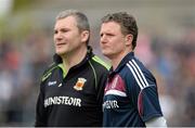 19 May 2013; Galway manager Alan Mulholland, right, and Mayo manager James Horan during the game. Connacht GAA Football Senior Championship Quarter-Final, Galway v Mayo, Pearse Stadium, Salthill, Galway. Picture credit: Diarmuid Greene / SPORTSFILE