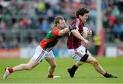 19 May 2013; Michael Meehan, Galway, in action against Colm Boyle, Mayo. Connacht GAA Football Senior Championship Quarter-Final, Galway v Mayo, Pearse Stadium, Galway. Picture credit: Brian Lawless / SPORTSFILE