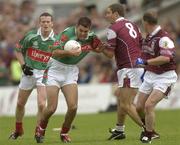 6 July 2003; Mayo's Fergal Kelly in action against Galway's Kevin Walsh, (8) and Richard Fahey. Bank of Ireland Connacht Senior Football Championship Final, Galway v Mayo, Pearse Stadium, Galway. Picture credit; Damien Eagers / SPORTSFILE *EDI*