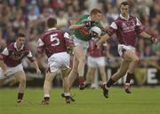 6 July 2003; Mayo's Gary Mullins in action against Galway's Joe Bergin, right, and Declan Meehan, (5). Bank of Ireland Connacht Senior Football Championship Final, Galway v Mayo, Pearse Stadium, Galway. Picture credit; Damien Eagers / SPORTSFILE *EDI*