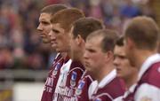 6 July 2003; Galway's Kevin Walsh, left, lines up with his team-mates for the playing of the national anthem. Bank of Ireland Connacht Senior Football Championship Final, Galway v Mayo, Pearse Stadium, Galway. Picture credit; David Maher / SPORTSFILE *EDI*