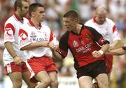 13 July 2003; Liam Doyle, Down, celebrates after scoring his sides third goal. Bank of Ireland Ulster Senior Football Final, Tyrone v Down, St. Tighernach's Park, Clones, Co Monaghan. Picture credit; David Maher / SPORTSFILE *EDI*