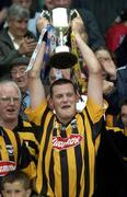 16 July 2003; Kilkenny captain Jackie Tyrrell lifts the cup. Leinster U21 Hurling Final, Dublin v Kilkenny, Dr Cullen Park, Co. Carlow. Picture credit; Damien Eagers / SPORTSFILE *EDI*