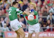 19 July 2003; Conor Mortimer, Mayo, in action against Fermanagh's Ryan McCloskey. Bank of Ireland Senior Football Championship qualifier, Mayo v Fermanagh, Markievicz Park, Sligo. Picture credit; Damien Eagers / SPORTSFILE *EDI*
