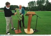 21 July 2003; Course Designer Arnold Palmer, in the presence of Dr Michael Smurfit, President of the K Club, unveils the plaque to officially open the South Course at the K Club. The K Club, Straffan, Co. Kildare. Picture credit; Brendan Moran / SPORTSFILE