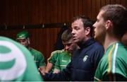 21 October 2017; Ireland joint-manager Conor Phelan in the dressing room before the Shinty International match between Ireland and Scotland at Bught Park in Inverness, Scotland. Photo by Piaras Ó Mídheach/Sportsfile