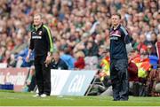 19 May 2013; Galway manager Alan Mulholland, right, and Mayo manager James Horan. Connacht GAA Football Senior Championship Quarter-Final, Galway v Mayo, Pearse Stadium, Salthill, Galway. Picture credit: Diarmuid Greene / SPORTSFILE