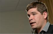 20 May 2013; Kerry manager Eamonn Fitzmaurice speaking during a press evening ahead of their championship opener against Tipperary on Sunday at 2pm in Killarney. Kerry Football Press Evening, The Malton Hotel, Killarney, Co. Kerry. Picture credit: Diarmuid Greene / SPORTSFILE