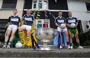 21 May 2013; A selection of Ulster Bank’s GAA stars, from left, Fermanagh's Tommy McElroy, Kerry's Kieran Donaghy, Galway's Finian Hanley and Donegal's Karl Lacey, gathered at a home outside Croke Park today to mark Ulster Bank’s sixth year as official sponsor of the GAA Football All-Ireland Senior Championship. As part of Ulster Bank’s sponsorship, their GAA stars were on-hand to launch the ‘Ulster Bank Best GAA Home’ campaign, a nationwide search to find the best ‘GAA Home’ on the island of Ireland. Throughout the Championship, Ulster Bank is asking supporters to Tweet, post on Facebook and email pictures of how they have decorated their houses, clubs and communities, with their beloved county colours. One overall winner will be selected to win €5,000 towards a home-makeover, as well as tickets and accommodation, for their family, to the GAA Football All-Ireland Final in Croke Park. Additional prizes will be given out regularly throughout the campaign. Ulster Bank GAA Launch, Clonliffe Avenue, Dublin. Picture credit: Brian Lawless / SPORTSFILE