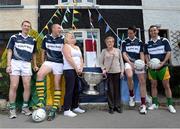 21 May 2013; A selection of Ulster Bank’s GAA stars, from left, Fermanagh's Tommy McElroy, Kerry's Kieran Donaghy, Galway's Finian Hanley and Donegal's Karl Lacey, pictured with local residents Maureen O'Sullivan, left, and Carmel Lynch, gathered at a home outside Croke Park today to mark Ulster Bank’s sixth year as official sponsor of the GAA Football All-Ireland Senior Championship. As part of Ulster Bank’s sponsorship, their GAA stars were on-hand to launch the ‘Ulster Bank Best GAA Home’ campaign, a nationwide search to find the best ‘GAA Home’ on the island of Ireland. Throughout the Championship, Ulster Bank is asking supporters to Tweet, post on Facebook and email pictures of how they have decorated their houses, clubs and communities, with their beloved county colours. One overall winner will be selected to win €5,000 towards a home-makeover, as well as tickets and accommodation, for their family, to the GAA Football All-Ireland Final in Croke Park. Additional prizes will be given out regularly throughout the campaign. Ulster Bank GAA Launch, Clonliffe Avenue, Dublin. Picture credit: Brian Lawless / SPORTSFILE