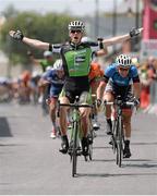 21 May 2013; Sam Bennett, An Post Chain Reaction, celebrates as he crosses the line to win Stage 3 of the 2013 An Post Rás. Nenagh - Listowel. Photo by Sportsfile