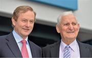 17 May 2013; An Taoiseach Enda Kenny, T.D., with former Tipperary hurler and GAA Hall of Fame member Tony Reddin at the official unveiling of the newly-refurbished GAA Museum at Croke Park. The final phase of renovation now includes the official GAA Hall of Fame, a modern-day heroes and legends gallery, eight exciting interactive skill zones and dedicated sound booths showcasing clips from the association’s oral history archive. The museum boasts a vast collection of objects that illustrate the development of Gaelic games from ancient times to the present day.  Admission to the GAA Museum and Stadium Tour is priced at €12.00 for an adult, €8.00 for a child under 12, €32.00 for a family, 2 adults & 2 children, and €9.00 for students and senior citizens. For further information visit www.crokepark.ie/gaa-museum or www.facebook.com/CrokePark . GAA Museum, Croke Park, Dublin. Picture credit: Brendan Moran / SPORTSFILE