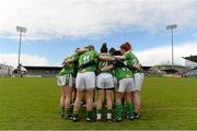 11 May 2013; The Kerry team gather together in a huddle before the game. TESCO HomeGrown Ladies National Football League, Division 2 Final, Kerry v Galway, Parnell Park, Donnycarney, Dublin. Picture credit: Brendan Moran / SPORTSFILE