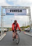 17 May 2013; Cyclist David Stewart from Northern Ireland, crosses the finish line during the National Make-A-Wish Bank of Ireland cycle. National Make-A-Wish Bank of Ireland Cycle, Hodson Bay Hotel, Athlone, Co. Westmeath. Picture credit: Diarmuid Greene / SPORTSFILE
