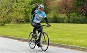 17 May 2013; Cyclist Mick Sweeney, having cycled from Lucan, Co. Dublin, crosses the finish line during the National Make-A-Wish Bank of Ireland cycle. National Make-A-Wish Bank of Ireland Cycle, Hodson Bay Hotel, Athlone, Co. Westmeath. Picture credit: Diarmuid Greene / SPORTSFILE