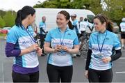 17 May 2013; Cyclists from Trim, Co. Meath and Dublin,  from left to right, Louise Savage, Fiona Fitzpatrick and Naomi Duggan after they crossed the finish line during the National Make-A-Wish Bank of Ireland cycle. National Make-A-Wish Bank of Ireland Cycle, Hodson Bay Hotel, Athlone, Co. Westmeath. Picture credit: Diarmuid Greene / SPORTSFILE