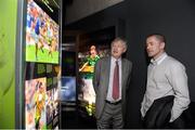 17 May 2013; Ard Stiúrthóir of the GAA Páraic Duffy, left, and Tyrone footballer Stephen O'Neill in attendance at the official unveiling of the newly-refurbished GAA Museum at Croke Park. The final phase of renovation now includes the official GAA Hall of Fame, a modern-day heroes and legends gallery, eight exciting interactive skill zones and dedicated sound booths showcasing clips from the association’s oral history archive. The museum boasts a vast collection of objects that illustrate the development of Gaelic games from ancient times to the present day.  Admission to the GAA Museum and Stadium Tour is priced at €12.00 for an adult, €8.00 for a child under 12, €32.00 for a family, 2 adults & 2 children, and €9.00 for students and senior citizens. For further information visit www.crokepark.ie/gaa-museum or www.facebook.com/CrokePark . GAA Museum, Croke Park, Dublin. Picture credit: Ray McManus / SPORTSFILE