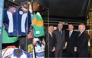 17 May 2013; In attendance at the official unveiling of the newly-refurbished GAA Museum at Croke Park is, from left, Denis 'Ogie' Moran, Kerry, Bernard Brogan Snr, Dublin, John O'Keeffe, Kerry, and Mickey Ned O'Sullivan, Kerry. The final phase of renovation now includes the official GAA Hall of Fame, a modern-day heroes and legends gallery, eight exciting interactive skill zones and dedicated sound booths showcasing clips from the association’s oral history archive. The museum boasts a vast collection of objects that illustrate the development of Gaelic games from ancient times to the present day.  Admission to the GAA Museum and Stadium Tour is priced at €12.00 for an adult, €8.00 for a child under 12, €32.00 for a family, 2 adults & 2 children, and €9.00 for students and senior citizens. For further information visit www.crokepark.ie/gaa-museum or www.facebook.com/CrokePark . GAA Museum, Croke Park, Dublin. Picture credit: Ray McManus / SPORTSFILE