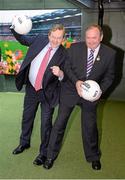 17 May 2013; An Taoiseach Enda Kenny, T.D., and Uachtarán Chumann Lúthchleas Gael Liam Ó Néill at the official unveiling of the newly-refurbished GAA Museum at Croke Park. The final phase of renovation now includes the official GAA Hall of Fame, a modern-day heroes and legends gallery, eight exciting interactive skill zones and dedicated sound booths showcasing clips from the association’s oral history archive. The museum boasts a vast collection of objects that illustrate the development of Gaelic games from ancient times to the present day.  Admission to the GAA Museum and Stadium Tour is priced at €12.00 for an adult, €8.00 for a child under 12, €32.00 for a family, 2 adults & 2 children, and €9.00 for students and senior citizens. For further information visit www.crokepark.ie/gaa-museum or www.facebook.com/CrokePark . GAA Museum, Croke Park, Dublin. Picture credit: Ray McManus / SPORTSFILE