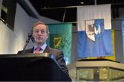 17 May 2013; An Taoiseach Enda Kenny, T.D., speaking at the official unveiling of the newly-refurbished GAA Museum at Croke Park. The final phase of renovation now includes the official GAA Hall of Fame, a modern-day heroes and legends gallery, eight exciting interactive skill zones and dedicated sound booths showcasing clips from the association’s oral history archive. The museum boasts a vast collection of objects that illustrate the development of Gaelic games from ancient times to the present day.  Admission to the GAA Museum and Stadium Tour is priced at €12.00 for an adult, €8.00 for a child under 12, €32.00 for a family, 2 adults & 2 children, and €9.00 for students and senior citizens. For further information visit www.crokepark.ie/gaa-museum or www.facebook.com/CrokePark. GAA Museum, Croke Park, Dublin. Picture credit: Brendan Moran / SPORTSFILE