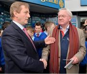 17 May 2013; An Taoiseach Enda Kenny, T.D., with Donncha Ó Dúlaing at the official unveiling of the newly-refurbished GAA Museum at Croke Park. The final phase of renovation now includes the official GAA Hall of Fame, a modern-day heroes and legends gallery, eight exciting interactive skill zones and dedicated sound booths showcasing clips from the association’s oral history archive. The museum boasts a vast collection of objects that illustrate the development of Gaelic games from ancient times to the present day.  Admission to the GAA Museum and Stadium Tour is priced at €12.00 for an adult, €8.00 for a child under 12, €32.00 for a family, 2 adults & 2 children, and €9.00 for students and senior citizens. For further information visit www.crokepark.ie/gaa-museum or www.facebook.com/CrokePark . GAA Museum, Croke Park, Dublin. Picture credit: Ray McManus / SPORTSFILE
