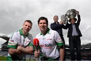 22 May 2013; Pictured at the launch of Newstalk 106-108 fm's coverage schedule of the 2013 GAA All-Ireland Senior Championships are Kerry's Tomás Ó Sé, left, and Tyrone's Sean Cavanagh, with Newstalk sport-veterans, Ger Gilroy and Dave McIntyre, right, who revealed an all-star panel that will join the Newstalk sports team in delivering the best GAA coverage and analysis available on national radio – for the second year running. Among those giving their expert commentary and analysis of the 2013 GAA Football All-Ireland Championship will be recently retired legend Dermot Earley, four time All Star Darragh Ó Sé, Kerry legend John Crowley and Mayo stars Liam McHale and David Brady, to name a few. Joining the team to give their views on the 2013 GAA Hurling All-Ireland Championship will be former Wexford hurler Diarmuid Lyng, Clare star Jamesie O'Connor, Cork's defensive rock Diarmuid O'Sullivan, and Offaly duo Daithí Regan and Johnny Pilkington. Croke Park, Dublin. Picture credit: Brian Lawless / SPORTSFILE