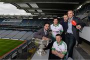 22 May 2013; Pictured at the launch of Newstalk 106-108 fm's coverage schedule of the 2013 GAA All-Ireland Senior Championships are footballers Kerry's Tomás Ó Sé, front, and Tyrone's Sean Cavanagh, with Newstalk broadcasters, from left, Joe Molloy, Ger Gilroy, and Dave McIntyre. Newstalk sport-veterans, Ger Gilroy and Dave McIntyre, revealed an all-star panel that will join the Newstalk sports team in delivering the best GAA coverage and analysis available on national radio – for the second year running. Among those giving their expert commentary and analysis of the 2013 GAA Football All-Ireland Championship will be recently retired legend Dermot Earley, four time All Star Darragh Ó Sé, Kerry legend John Crowley and Mayo stars Liam McHale and David Brady, to name a few. Joining the team to give their views on the 2013 GAA Hurling All-Ireland Championship will be former Wexford hurler Diarmuid Lyng, Clare star Jamesie O'Connor, Cork's defensive rock Diarmuid O'Sullivan, and Offaly duo Daithí Regan and Johnny Pilkington. Croke Park, Dublin. Picture credit: Brian Lawless / SPORTSFILE