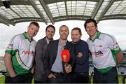 22 May 2013; Pictured at the launch of Newstalk 106-108 fm's coverage schedule of the 2013 GAA All-Ireland Senior Championships are footballers Kerry's Tomás Ó Sé, left, and Tyrone's Sean Cavanagh, right, with Newstalk broadcasters, from left, Joe Molloy, Dave McIntyre, and Ger Gilroy. Newstalk sport-veterans, Ger Gilroy and Dave McIntyre, revealed an all-star panel that will join the Newstalk sports team in delivering the best GAA coverage and analysis available on national radio – for the second year running. Among those giving their expert commentary and analysis of the 2013 GAA Football All-Ireland Championship will be recently retired legend Dermot Earley, four time All Star Darragh Ó Sé, Kerry legend John Crowley and Mayo stars Liam McHale and David Brady, to name a few. Joining the team to give their views on the 2013 GAA Hurling All-Ireland Championship will be former Wexford hurler Diarmuid Lyng, Clare star Jamesie O'Connor, Cork's defensive rock Diarmuid O'Sullivan, and Offaly duo Daithí Regan and Johnny Pilkington. Croke Park, Dublin. Picture credit: Brian Lawless / SPORTSFILE