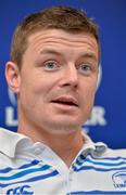 23 May 2013; Leinster's Brian O'Driscoll speaking to the media during a press conference ahead of their Celtic League Grand Final against Ulster on Saturday. Leinster Rugby Press Conference, Leinster Rugby Offices, UCD, Belfield, Dublin. Picture credit: Barry Cregg / SPORTSFILE
