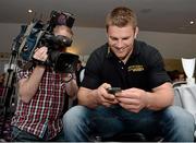 23 May 2013; Rugby star Sean O'Brien at the launch of the mobile game Street Rugby. Hampton Hotel, Dublin. Picture credit: Brian Lawless / SPORTSFILE