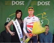 24 May 2013; Owain Doull, Great Britain National Team, who finished second, with Miss An Post Rás Cora Brennan after stage 6 of the 2013 An Post Rás. Mitchelstown – Carlow. Photo by Sportsfile