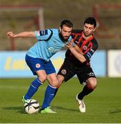 24 May 2013; Christy Fagan, St. Patrick’s Athletic, in action against Stephen Traynor, Bohemians. Airtricity League Premier Division, Bohemians v St. Patrick’s Athletic, Dalymount Park, Dublin. Picture credit: David Maher / SPORTSFILE