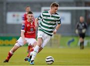 24 May 2013; Ronan Finn, Shamrock Rovers, in action against Stephen Sheerin, Shelbourne. Airtricity League Premier Division, Shamrock Rovers v Shelbourne, Tallaght Stadium, Tallaght, Co. Dublin. Picture credit: Brian Lawless / SPORTSFILE