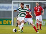 24 May 2013; Sean O'Connor, Shamrock Rovers, in action against Robert Bayly, Shelbourne. Airtricity League Premier Division, Shamrock Rovers v Shelbourne, Tallaght Stadium, Tallaght, Co. Dublin. Picture credit: Brian Lawless / SPORTSFILE