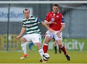 24 May 2013; Karl Sheppard, Shamrock Rovers, in action against Graham Gartland, Shelbourne. Airtricity League Premier Division, Shamrock Rovers v Shelbourne, Tallaght Stadium, Tallaght, Co. Dublin. Picture credit: Brian Lawless / SPORTSFILE