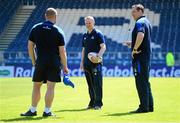 25 May 2013; Leinster head coach Joe Schmidt, centre, speaks with scrum coach Greg Feek, left, and forwards coach Jono Gibbes ahead of the game. Celtic League Grand Final, Ulster v Leinster, RDS, Ballsbridge, Dublin. Picture credit: Stephen McCarthy / SPORTSFILE