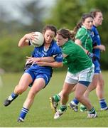 25 May 2013; Geraldine O'Flynnl, Munster, in action against Noelle Healy, Leinster. 2013 MMI Group Ladies Football Interprovincial Tournament, Shield Final, Leinster v Munster, Kinnegad, Co. Westmeath. Picture credit: Barry Cregg / SPORTSFILE